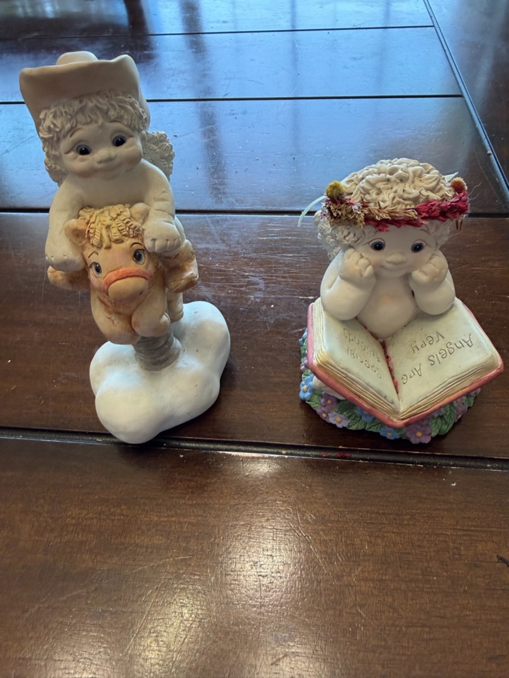 Creamsicles Pair of Angel Ceramic Figurines signed by artist Kristin